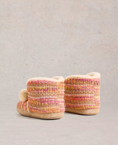 Knitted Bootie Slipper - Natural Multi