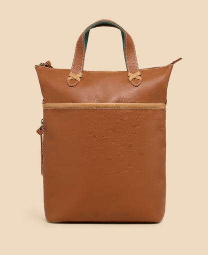 Leather Convertible Backpack - Mid Tan