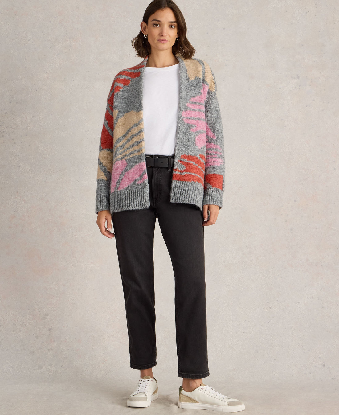 Louisa Longline Cardi - Grey Multi