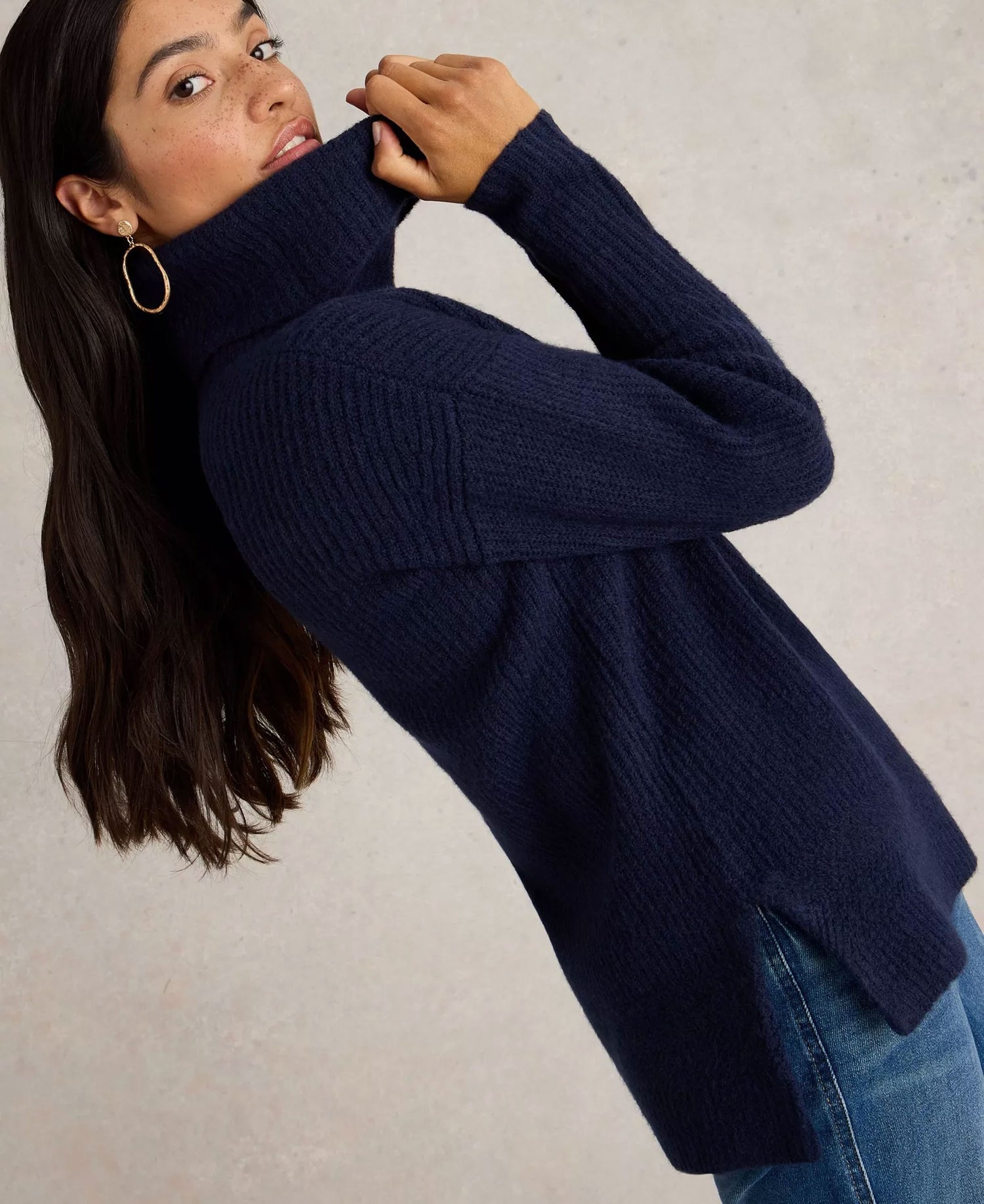 Lovely Ribbed Jumper - French Navy