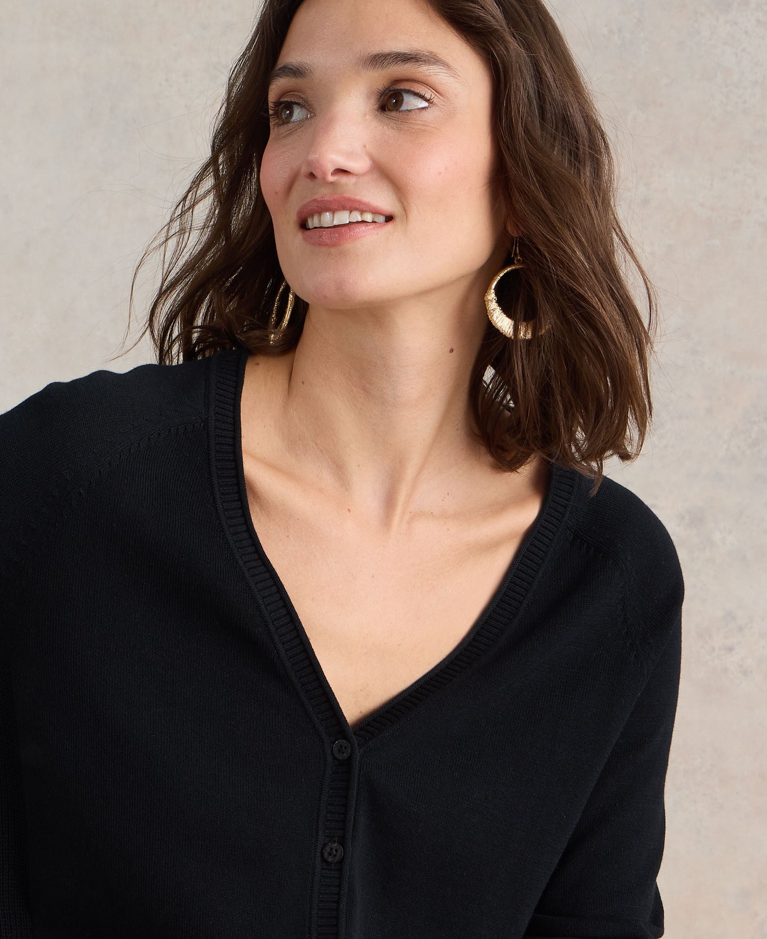 Luna V Neck Cardi - Pure Black