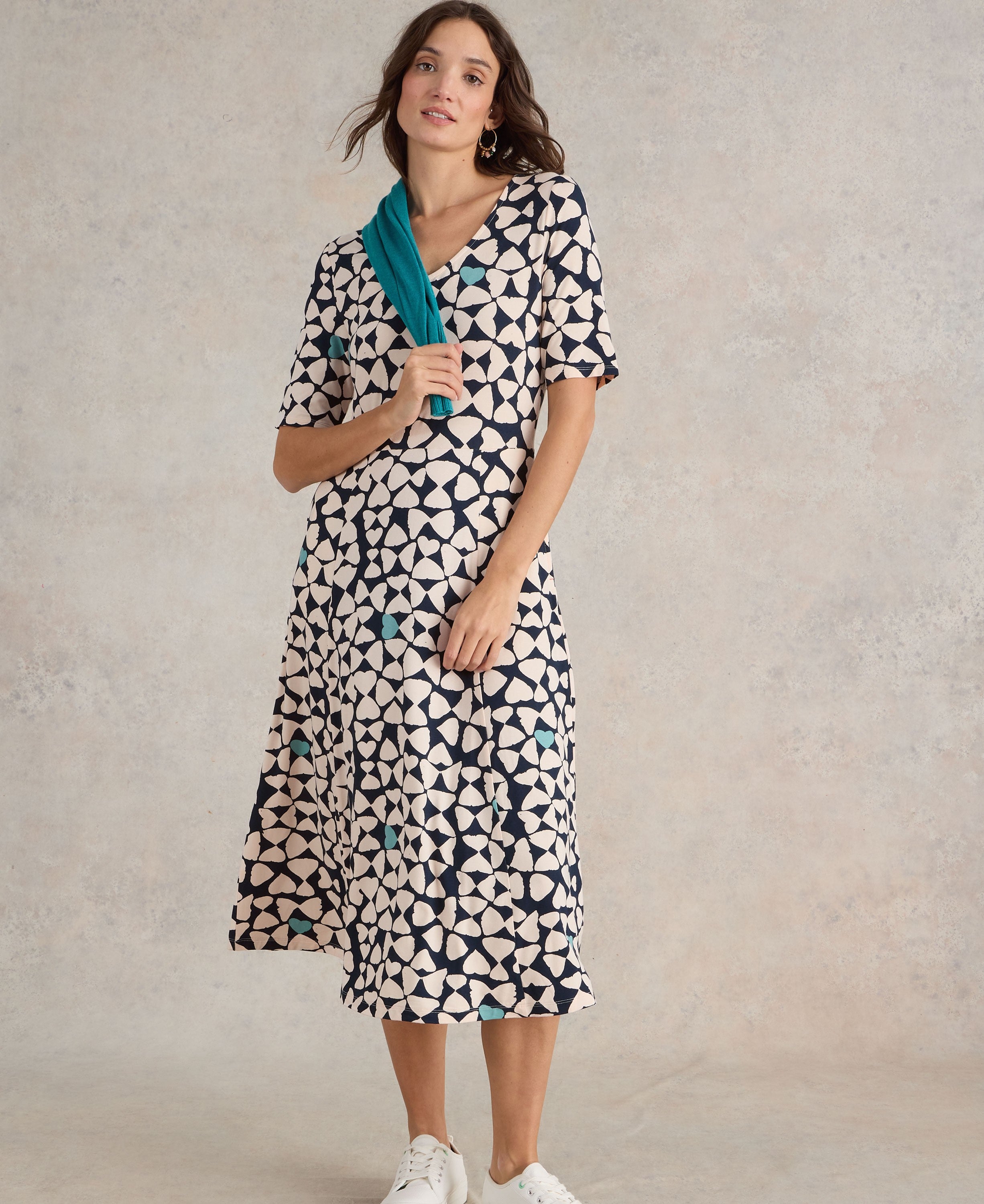 Madeline Jersey Dress - Navy Print