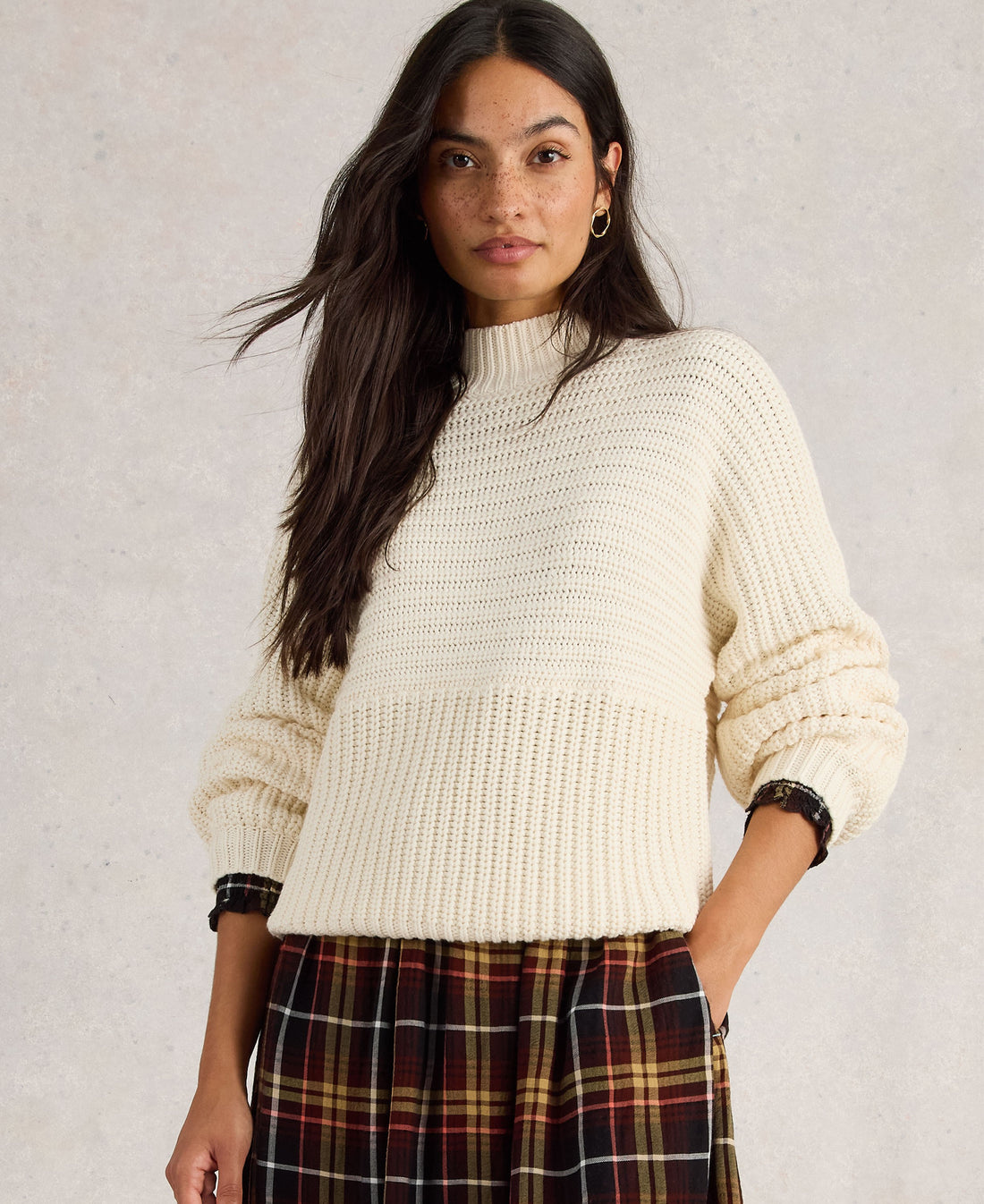 Marley Mix Cotton Jumper - Pale Ivory