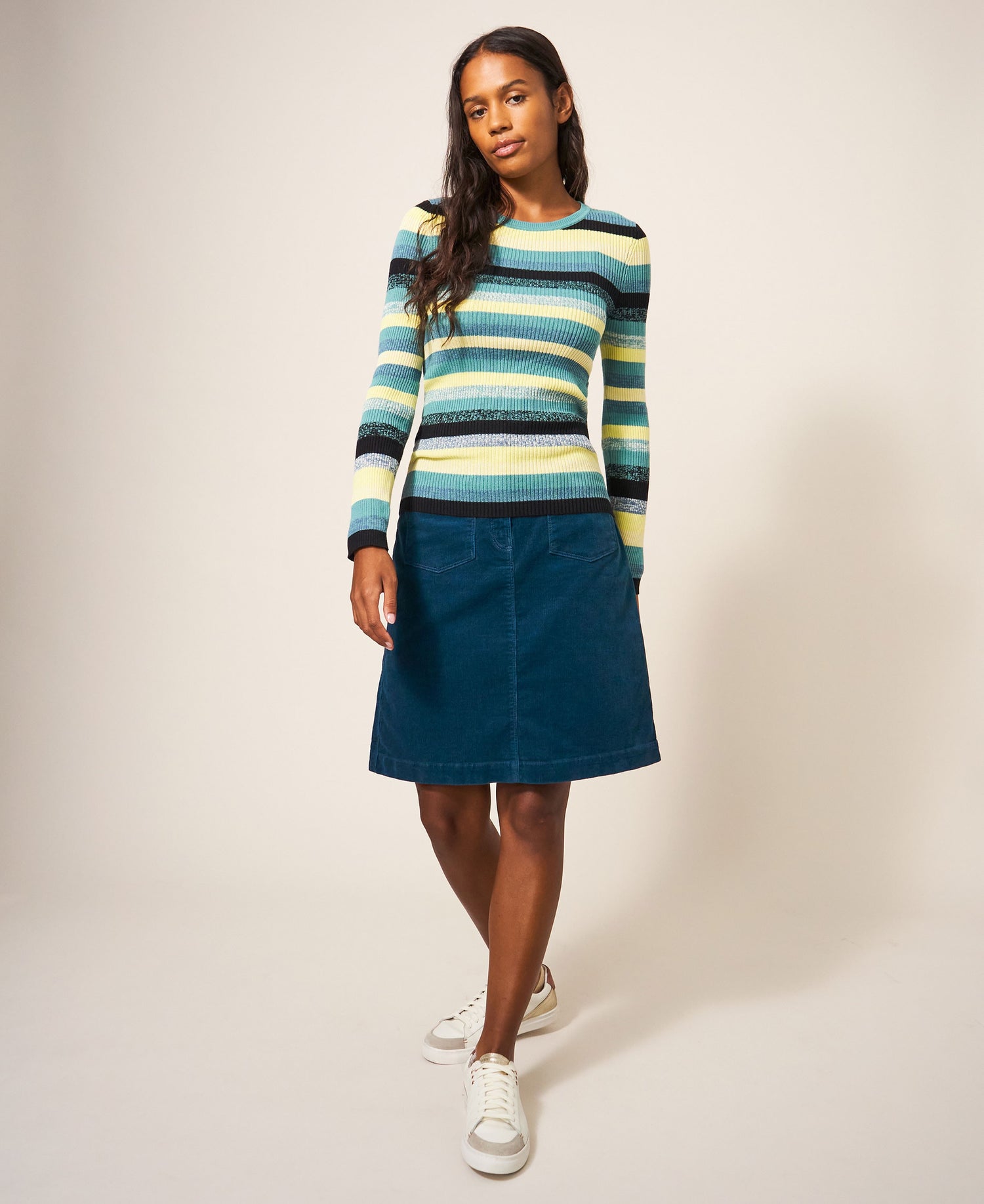 Melody Organic Cord Skirt - Mid Teal