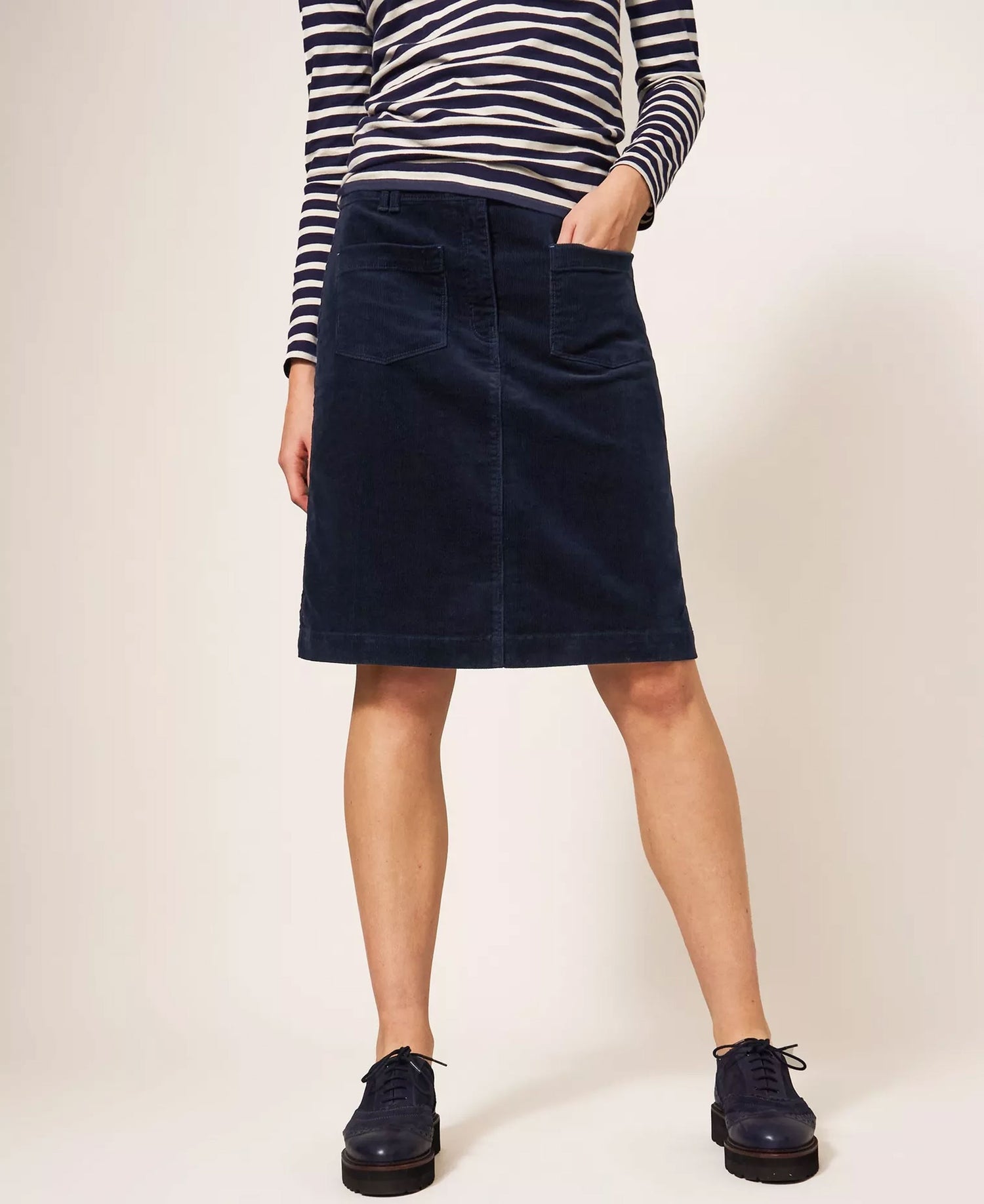 Melody Organic Cord Skirt - Dark Navy