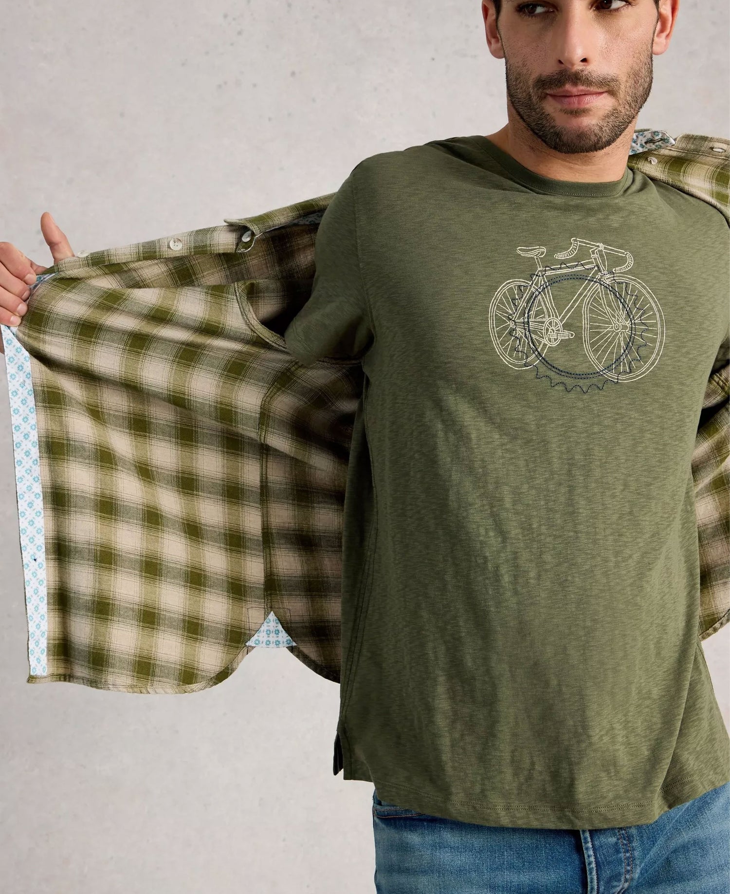 Abersoch Cogs Graphic Tee - Green Print