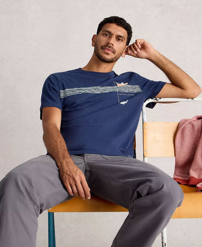 Abersoch Graphic Tee In The Ocean - Navy Print