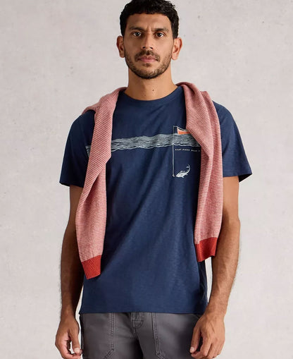 Abersoch Graphic Tee In The Ocean - Navy Print