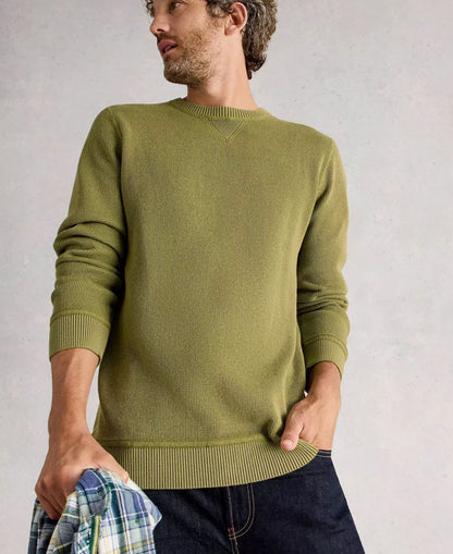 Attadale Crew Neck Jumper - Khaki Green