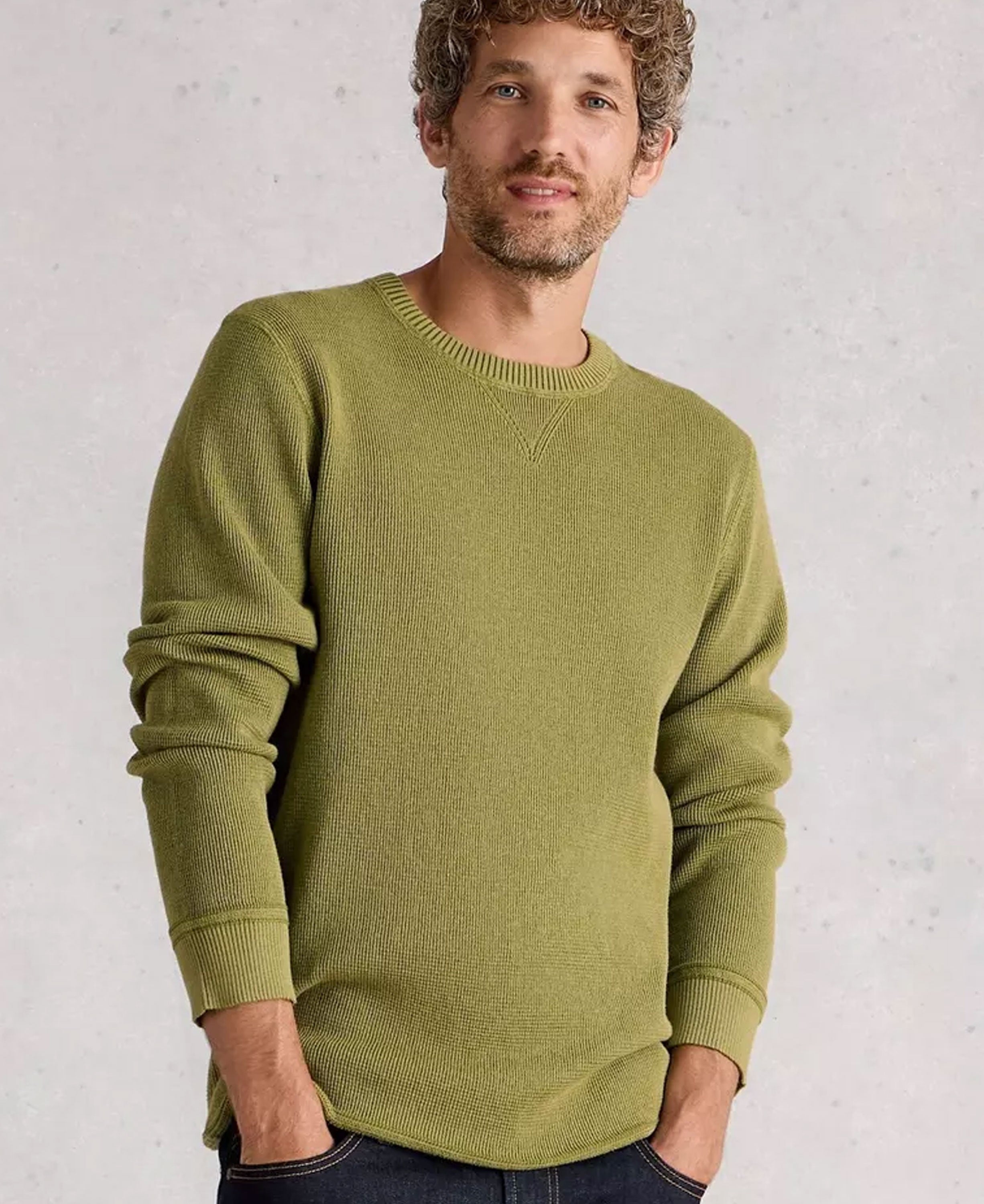 Attadale Crew Neck Jumper - Khaki Green