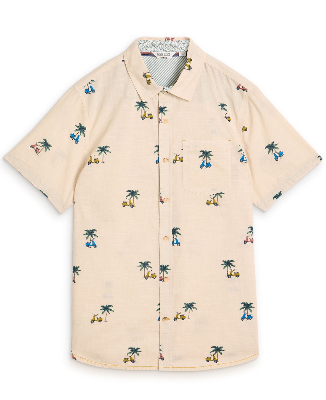 Finsbury Short Sleeve Moped Print Shirt - Natural Print