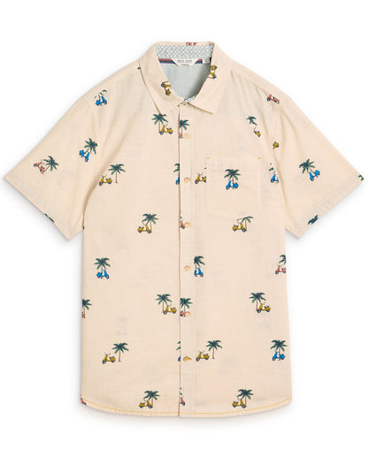 Finsbury Short Sleeve Moped Print Shirt - Natural Print