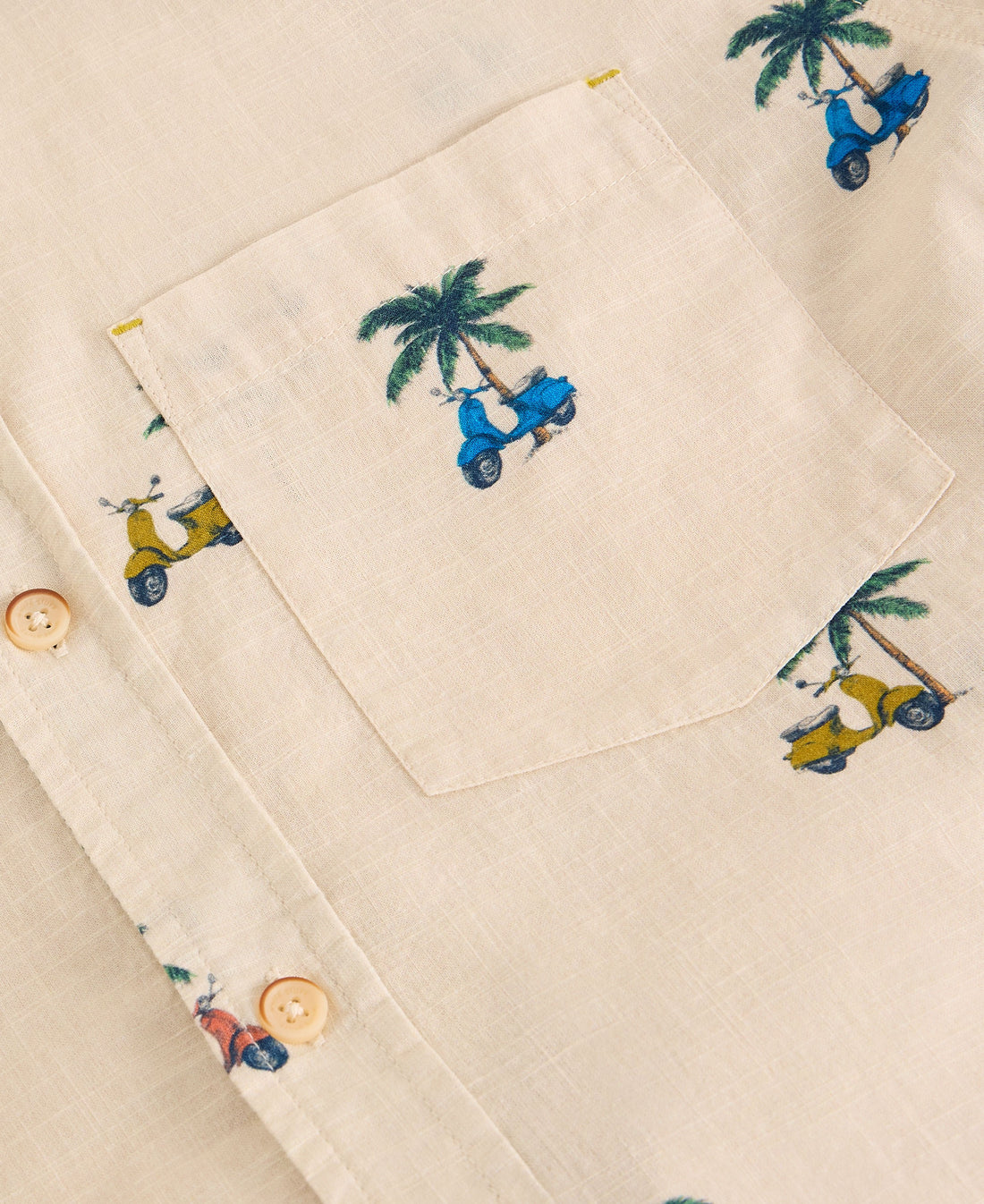 Finsbury Short Sleeve Moped Print Shirt - Natural Print