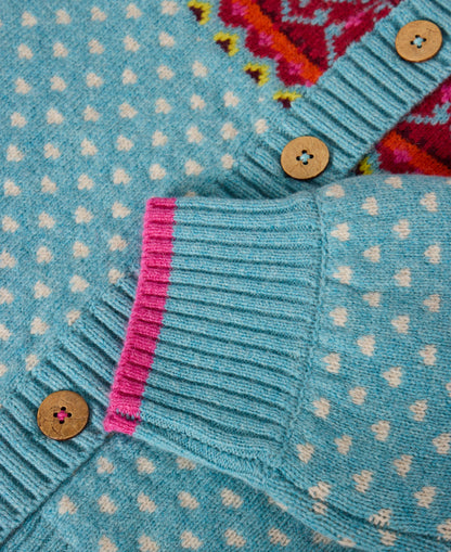 Mini Heart Cardi - Blue Multi