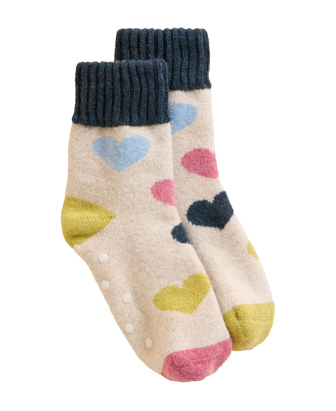 Multi Heart Loopback Sock - White Multi