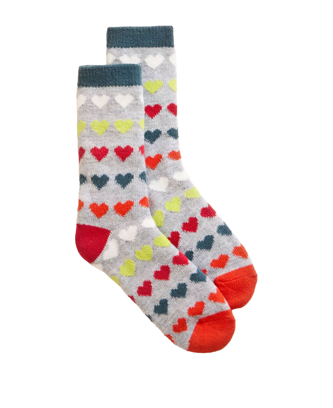 Multi Heart Cabin Socks - Grey Multi