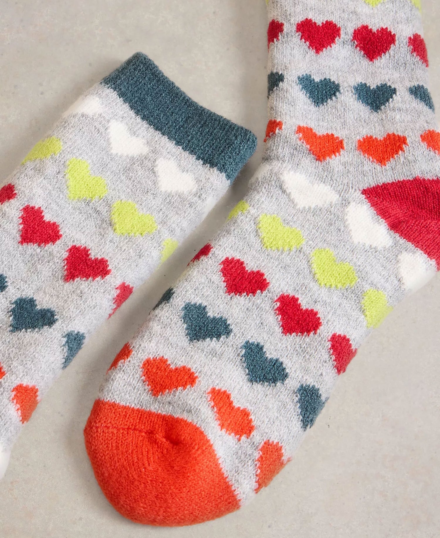 Multi Heart Cabin Socks - Grey Multi