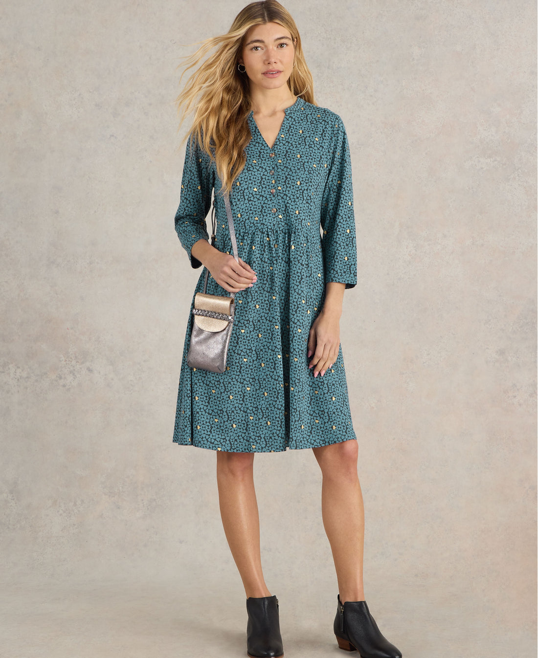 Nia Jersey Dress - Teal Print