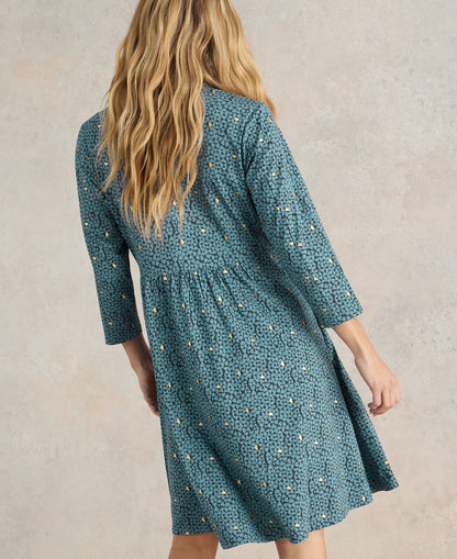 Nia Jersey Dress - Teal Print