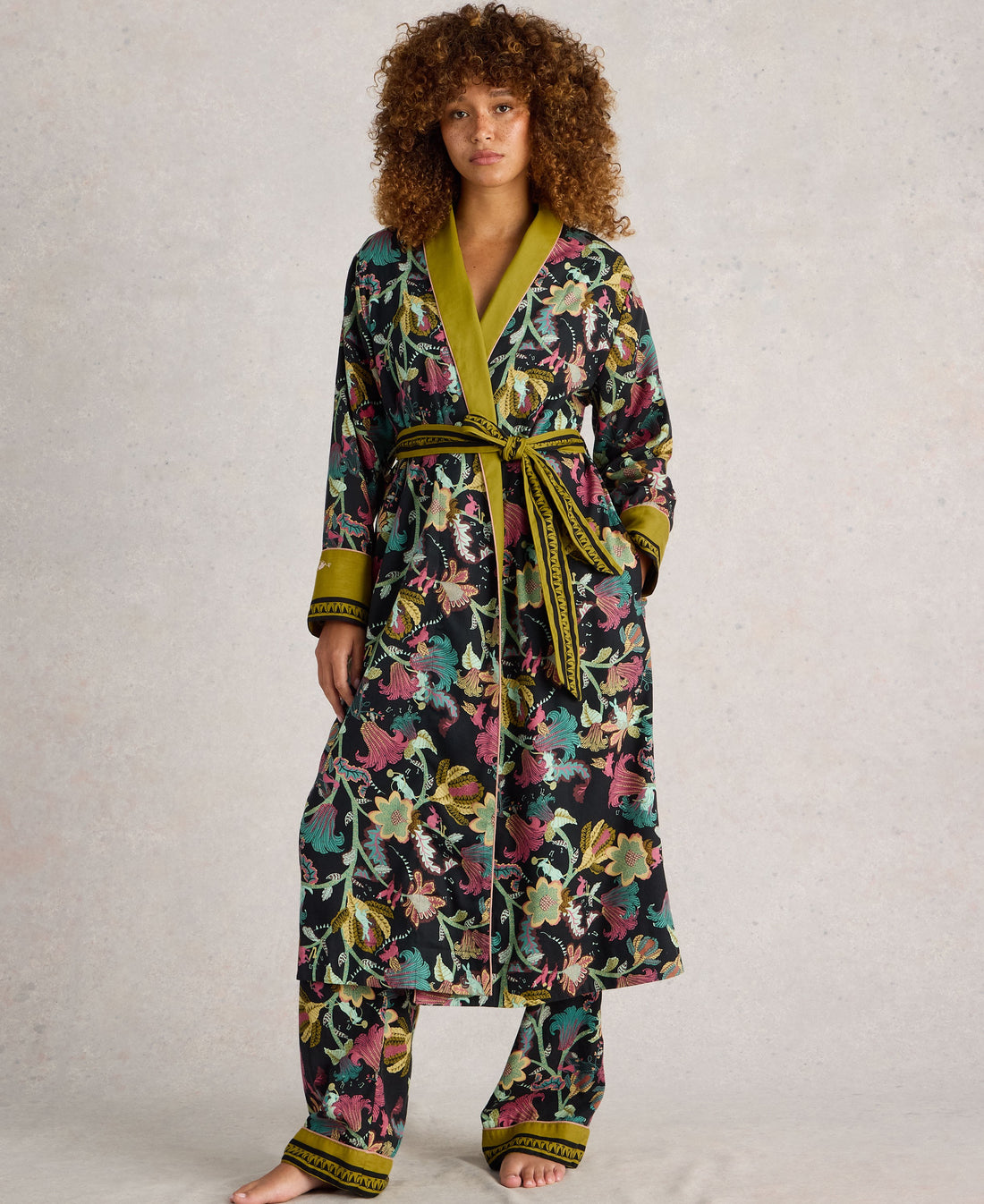 Nina Organic Dressing Gown - Black Print