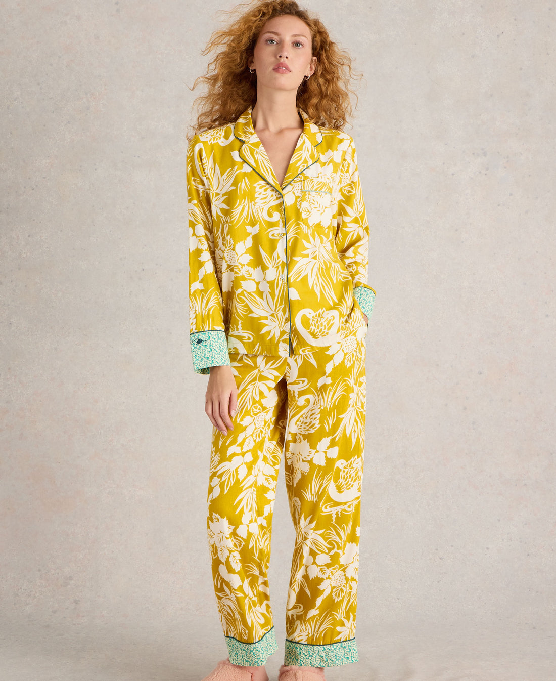 Nina Organic PJ Shirt - Chartreuse Print