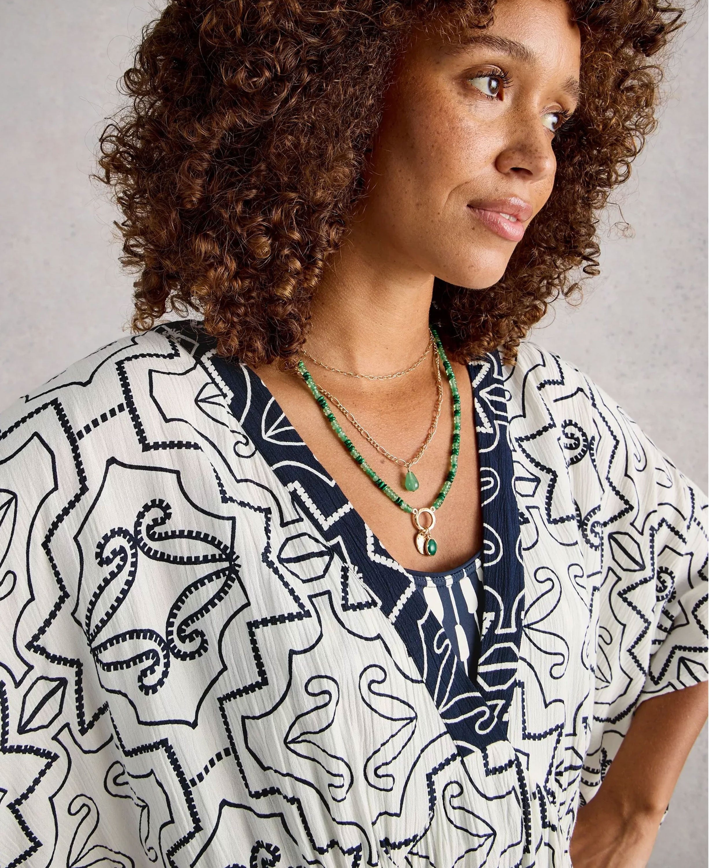 Otterley Beach Dress - Ivory Print