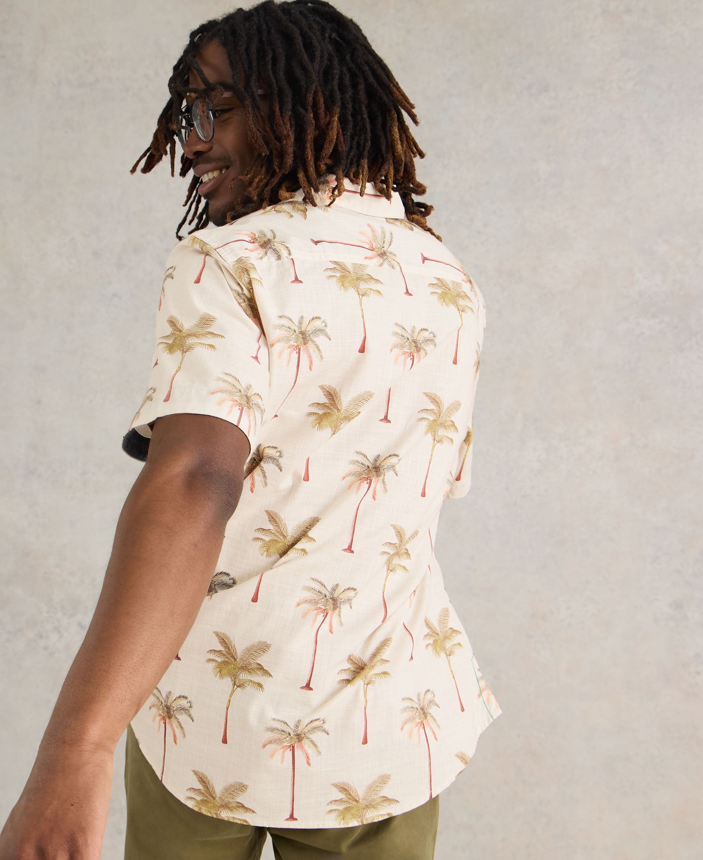 Palm Tree Printed Shirt - Natural Print