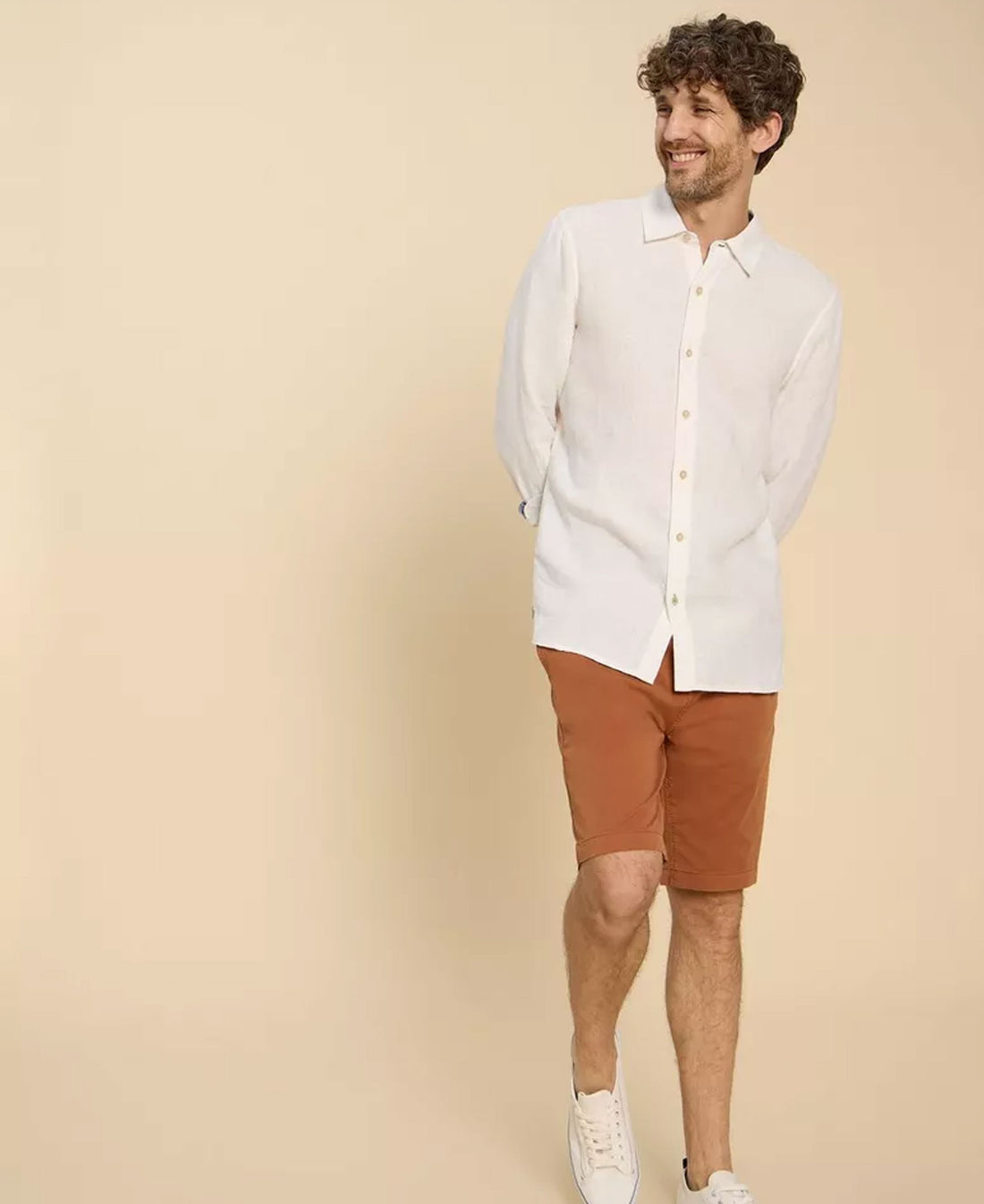 Pembroke Long Sleeve Linen Shirt - Brilliant White
