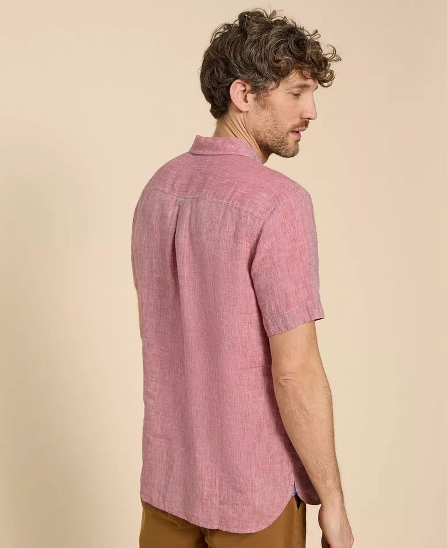 Pembroke Short Sleeve Linen Shirt - Mid Red