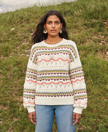 Piper Pointelle Jumper - White Multi