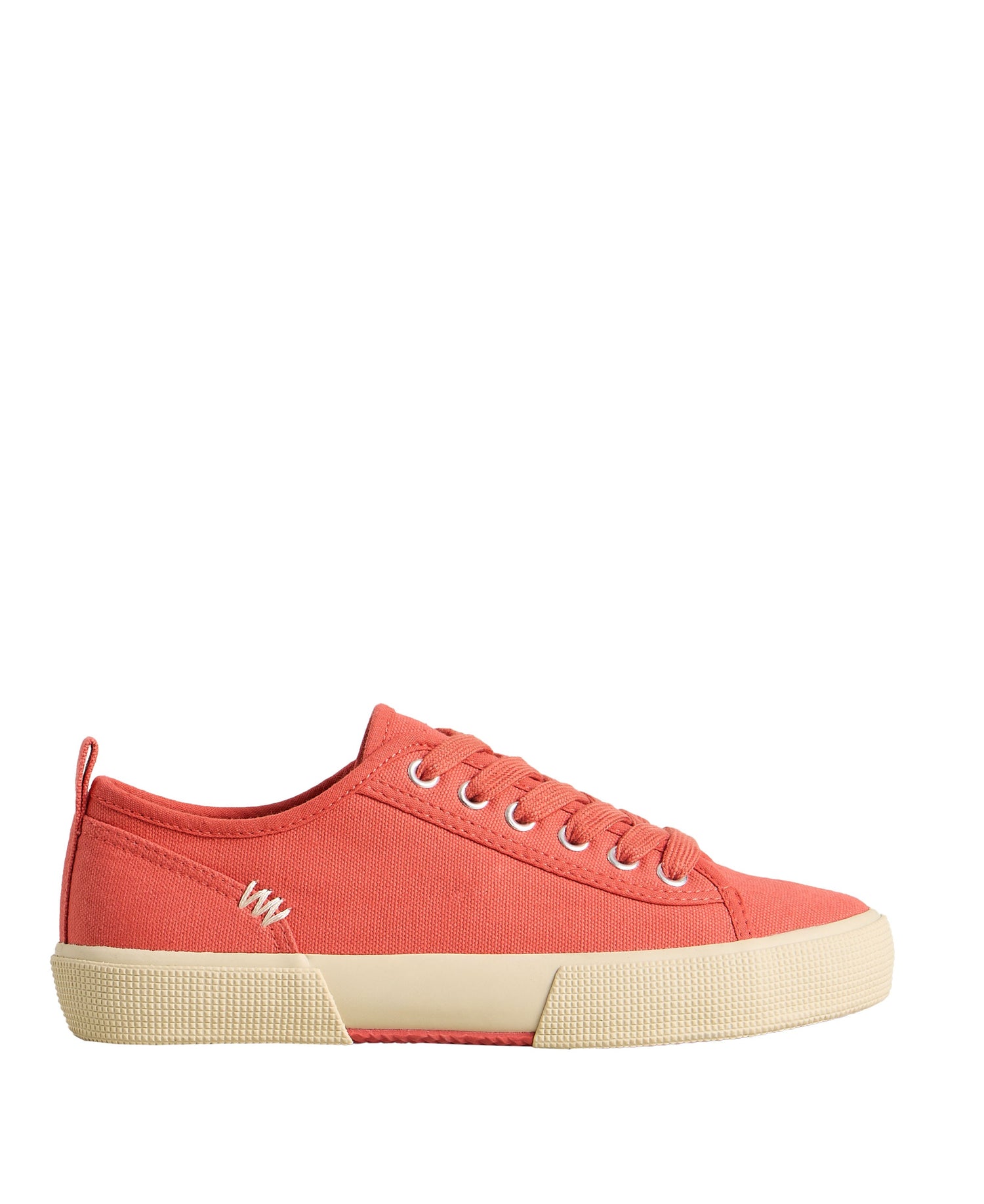 Pippa Canvas Lace Up Trainer - Mid Coral