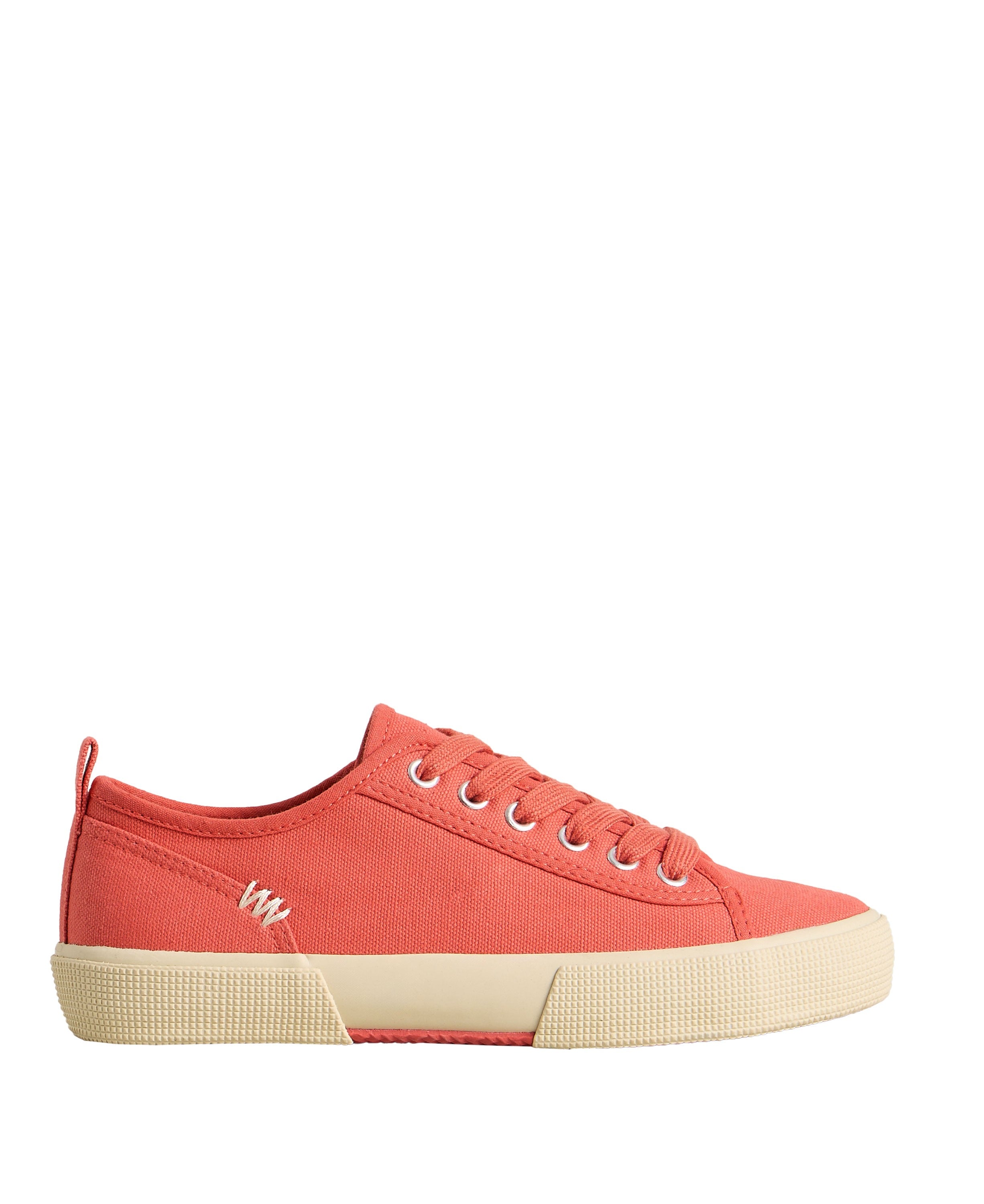 Pippa Canvas Lace Up Trainer - Mid Coral