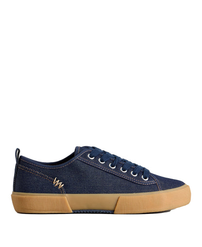 Pippa Canvas Lace Up Trainer - Dark Denim