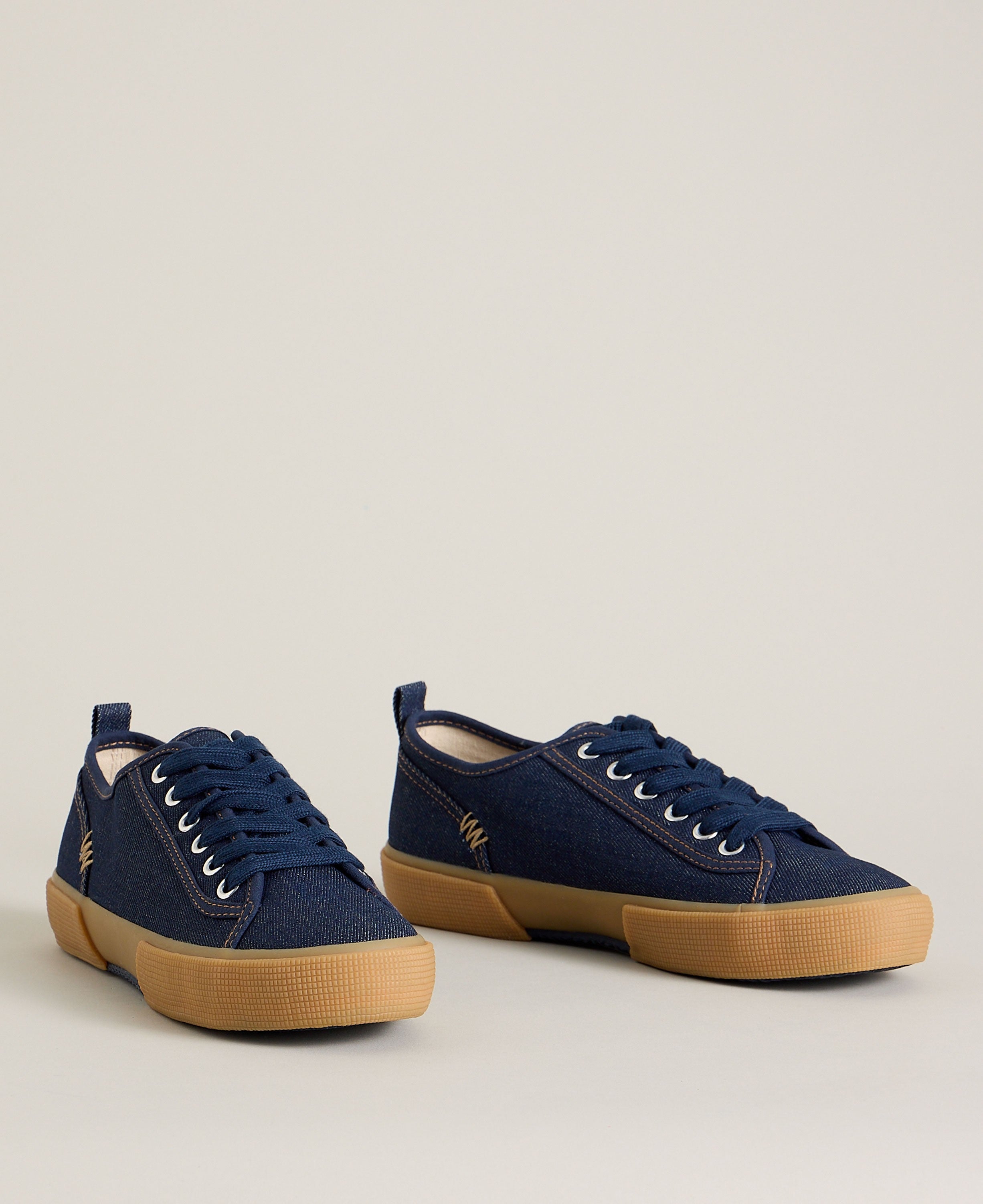 Pippa Canvas Lace Up Trainer - Dark Denim