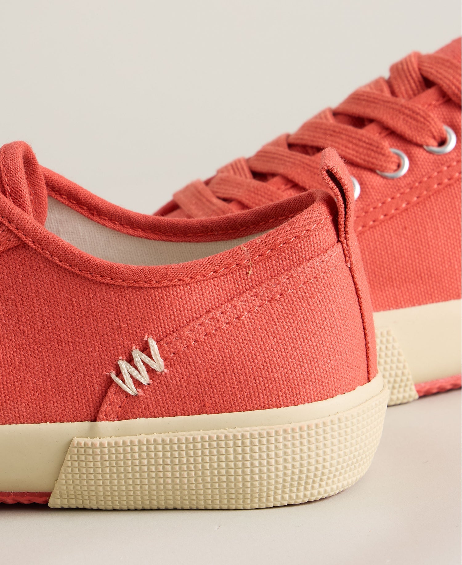 Pippa Canvas Lace Up Trainer - Mid Coral