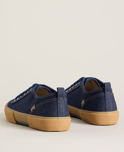 Pippa Canvas Lace Up Trainer - Dark Denim