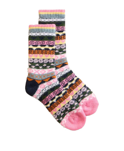 Pop Fairisle Cabin Socks - Pink Multi