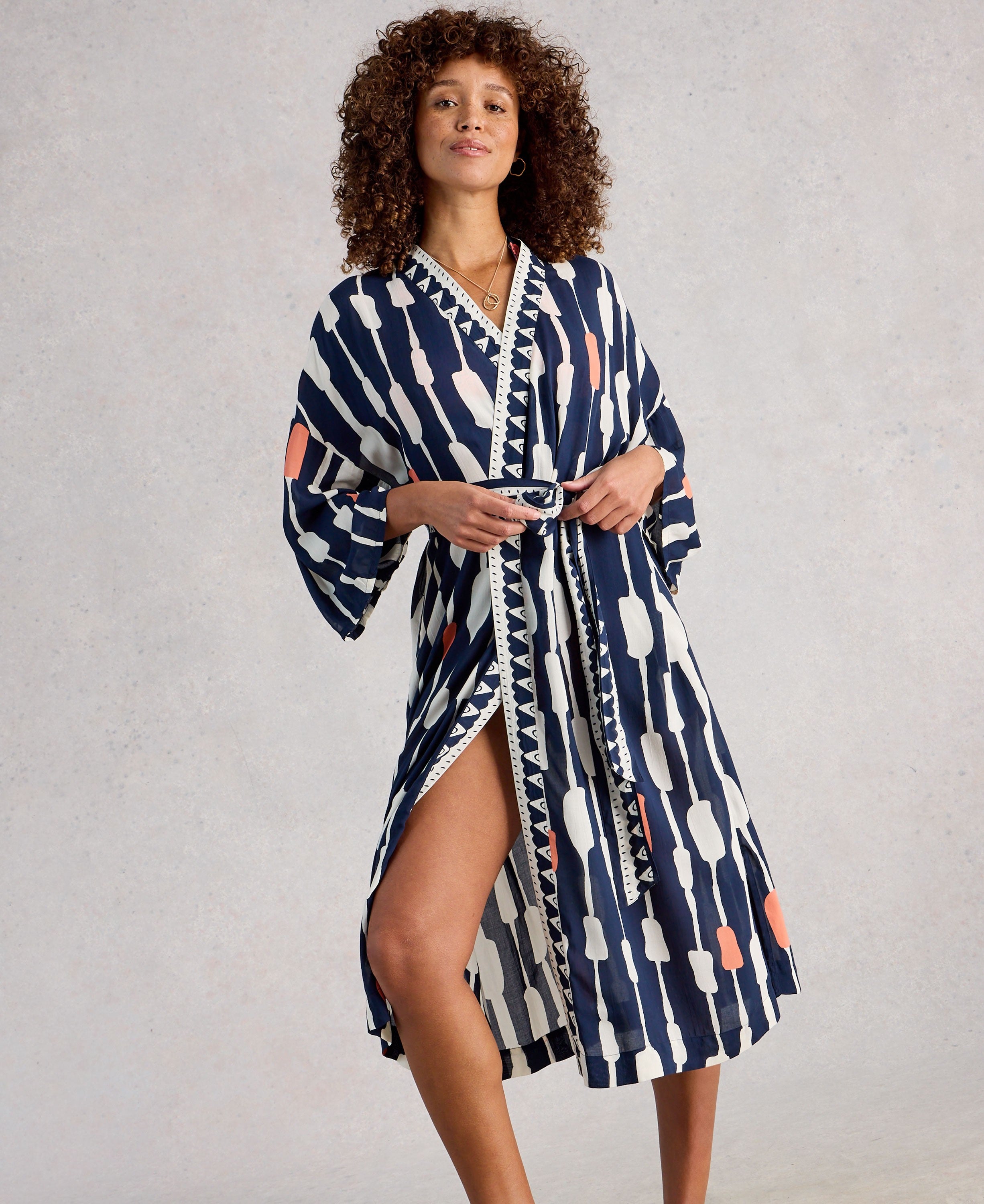 Poppy Cover Up Kimono - Navy Multi