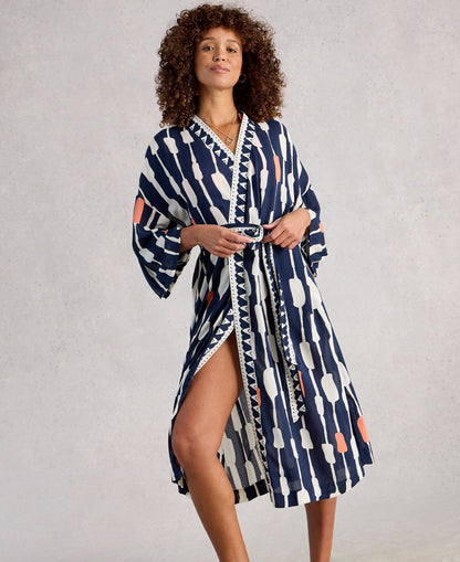 Poppy Cover Up Kimono - Navy Multi