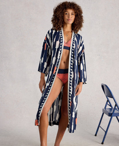 Poppy Cover Up Kimono - Navy Multi