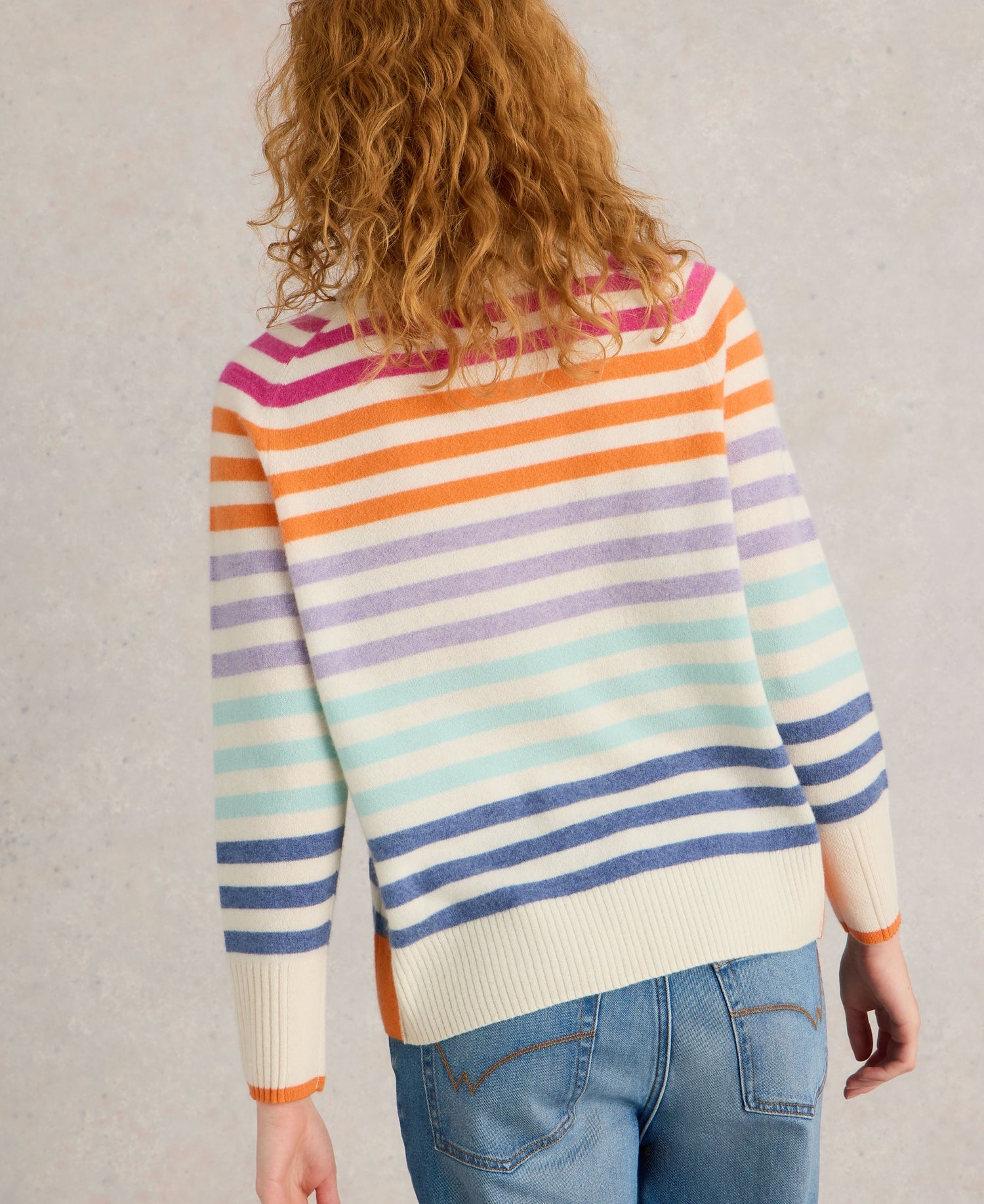 Rainbow Stripe Cashmere Jumper - Natural Multi