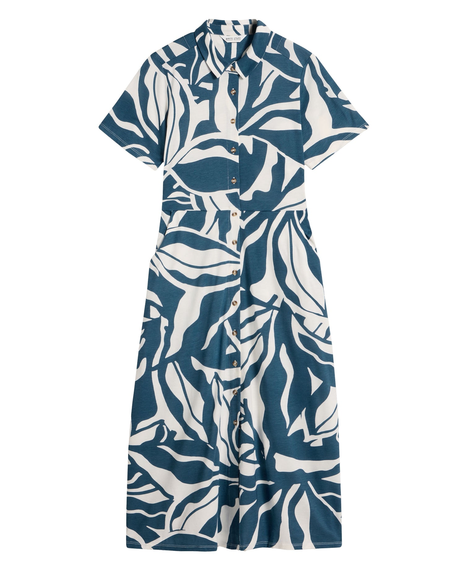 Rua Jersey Shirt Midi Dress - Navy Print