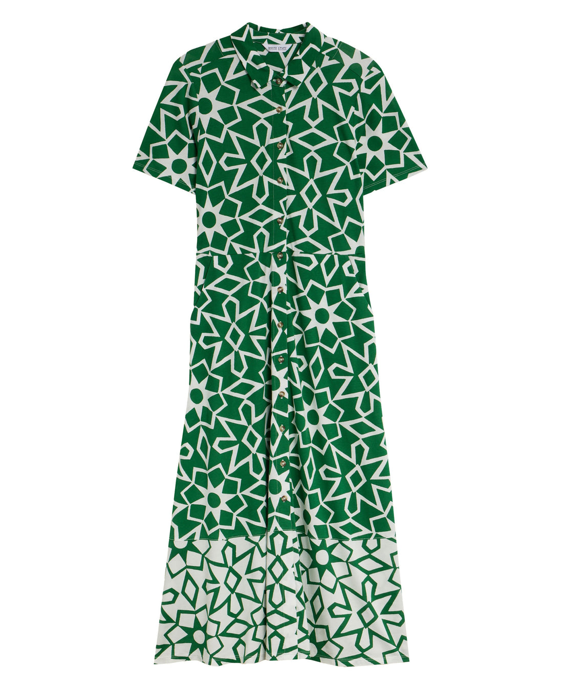 Rua Jersey Shirt Dress - Green Print