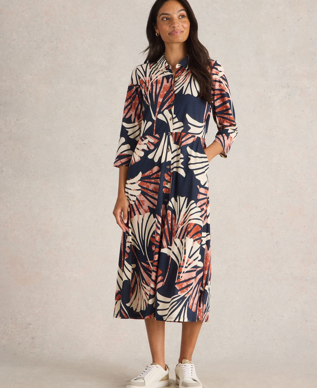 Rua Jersey Shirt Dress - Navy Multi