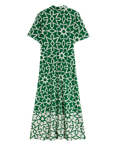Rua Jersey Shirt Dress - Green Print