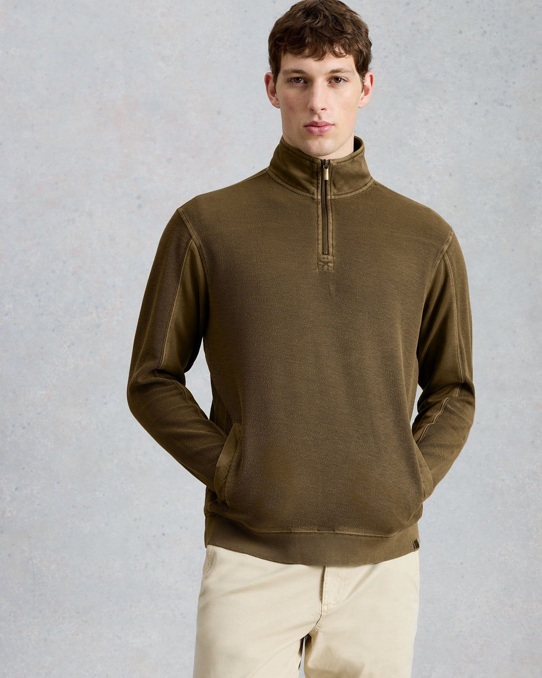 Sidmouth Half Zip - Khaki Grn