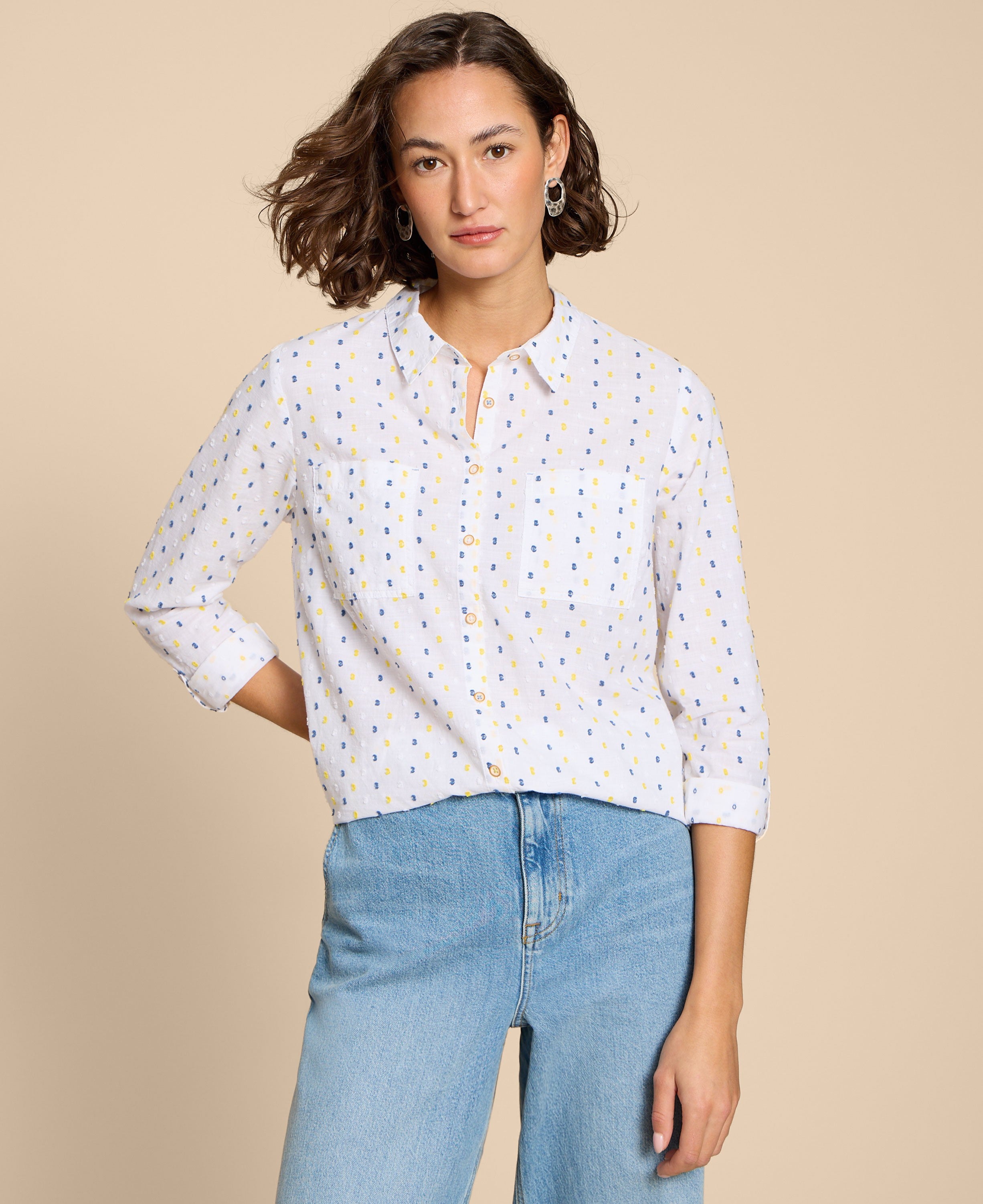 Sophie Printed Organic Cotton Shirt - Ivory Multi