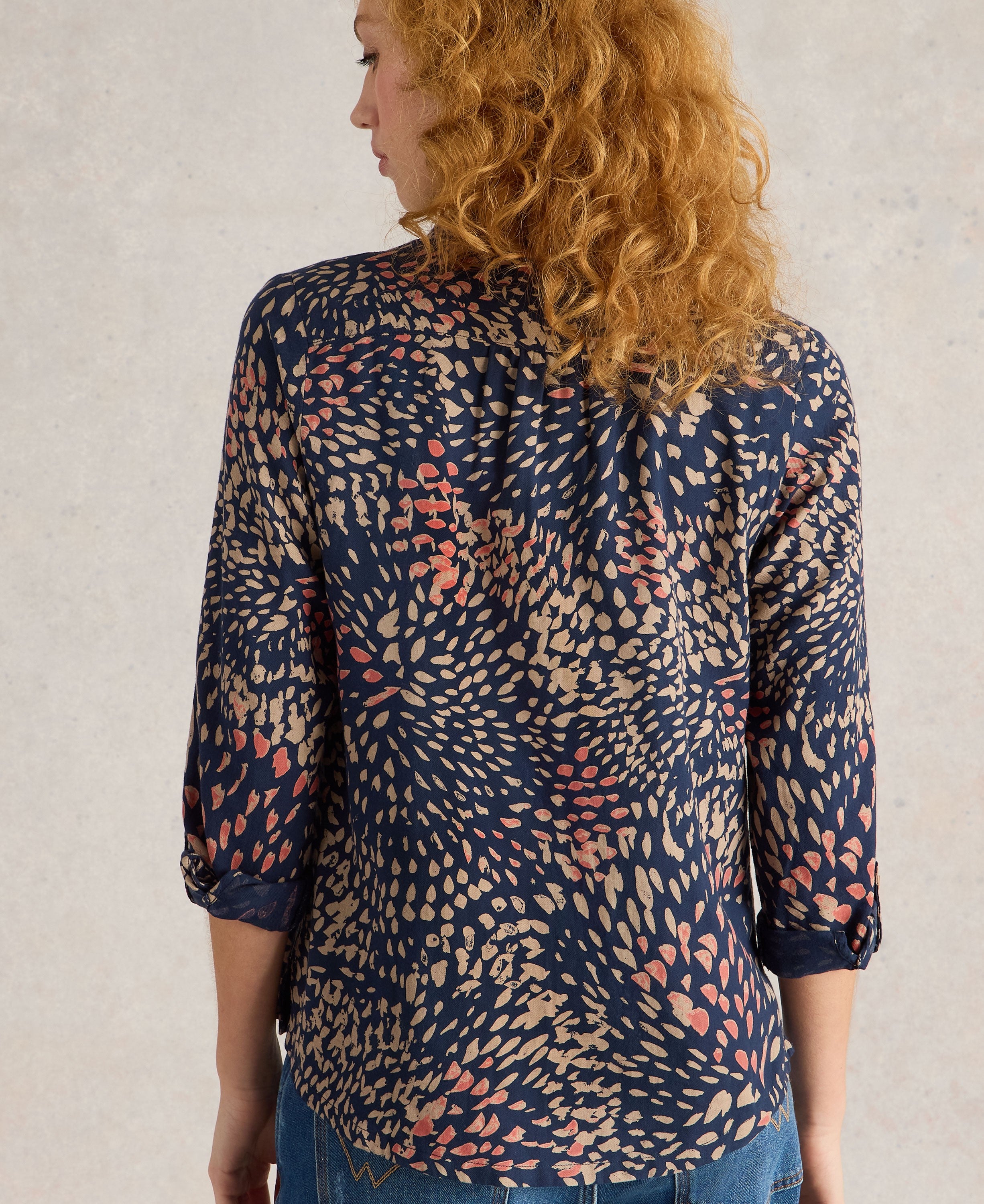 Sophie Organic Cotton Shirt - Navy Print