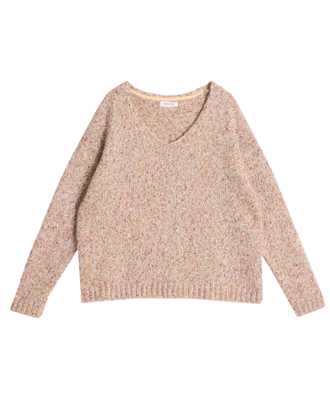 Textured V-Neck Jumper - Natural Multi