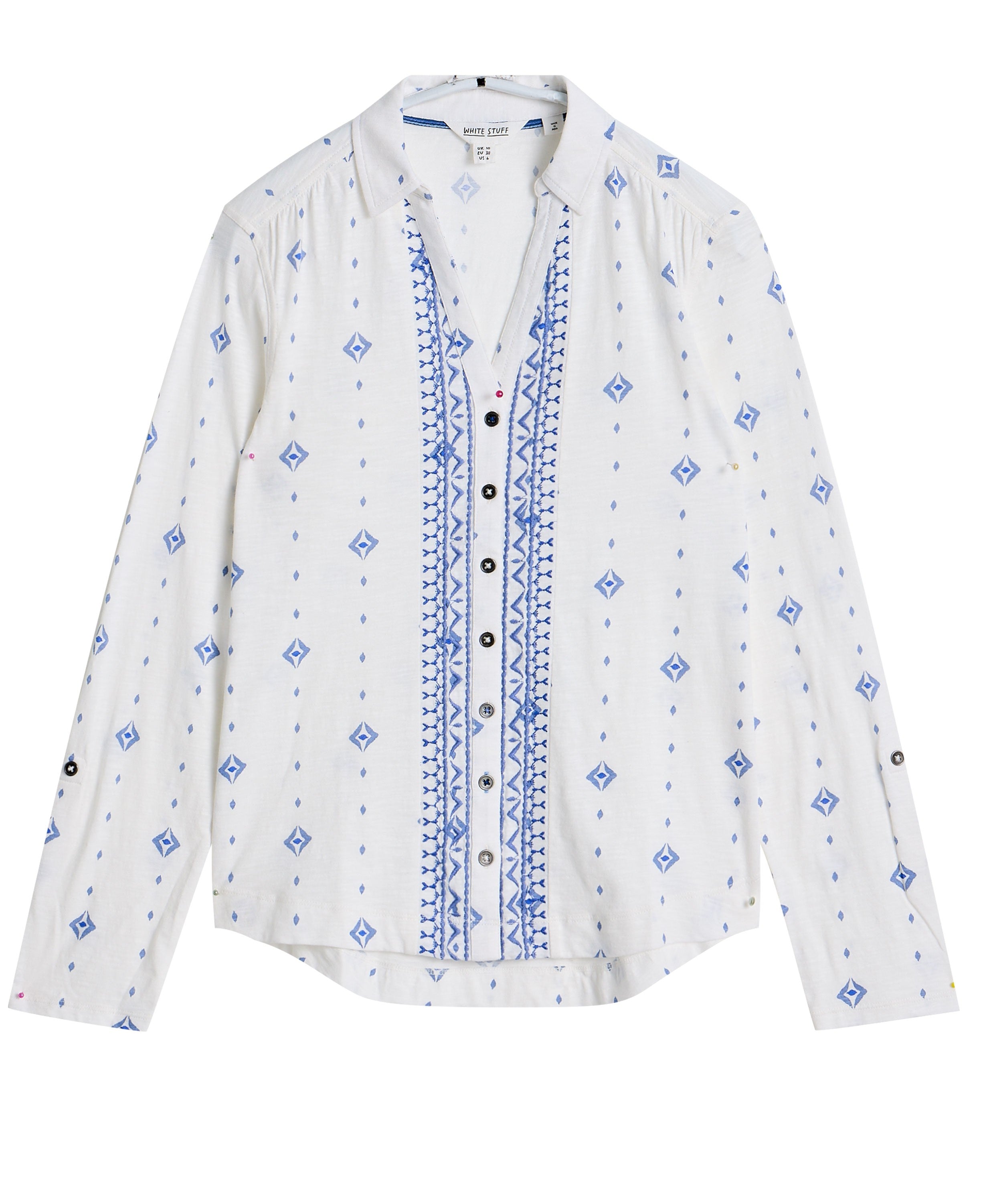 Annie Jersey Shirt - White Print